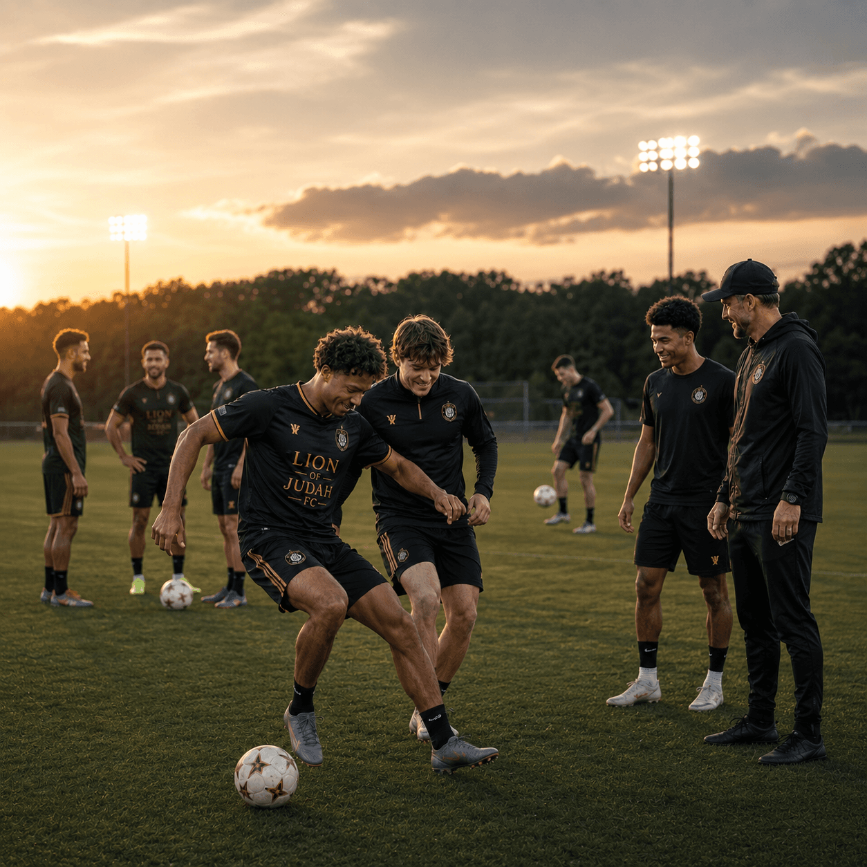 Lion of Judah FC players gathered on the pitch