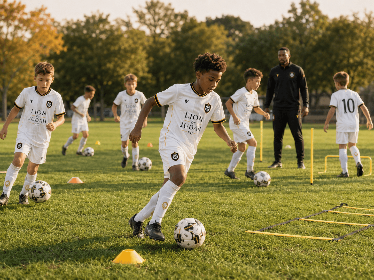Lion of Judah FC youth players in a training session